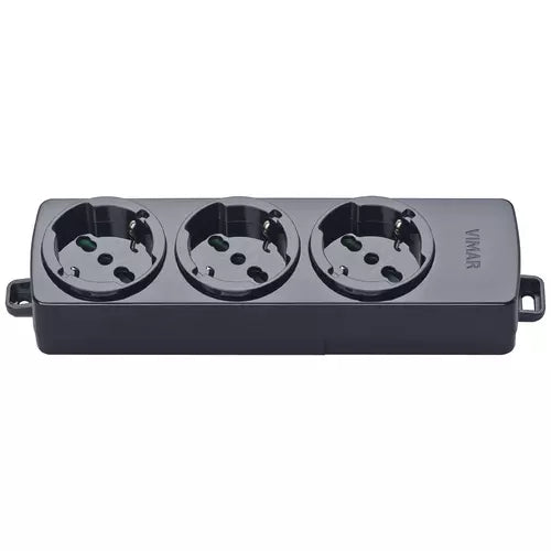 Presa Multipla 3 Posti Universale Nera Senza Cavo – VIW01287.NC