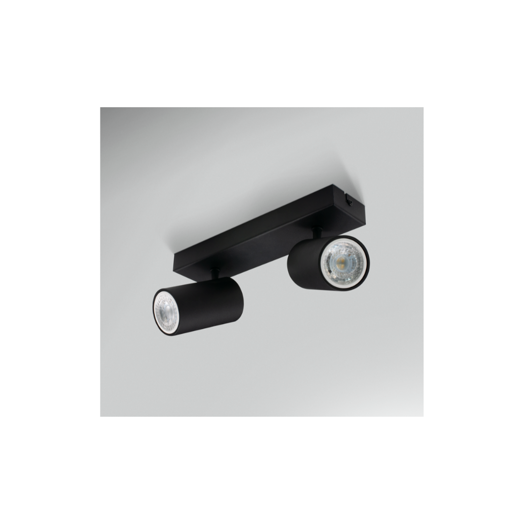 Faretto Soffitto LED Century Enfasi Square Nero 2xGU10 | ENFASI QUADRO