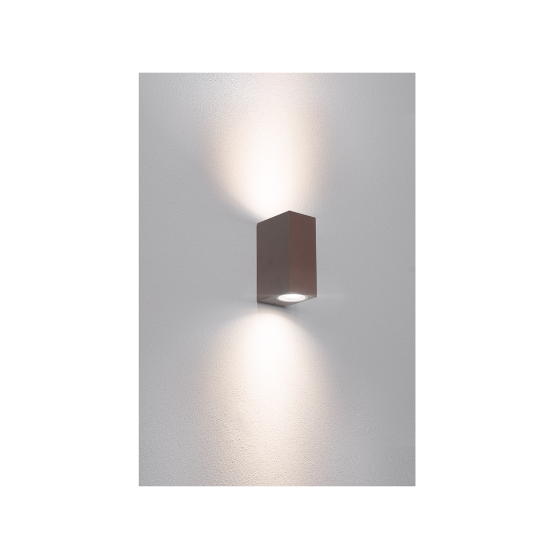 Applique LED Esterno Century AXO Quadrata Corten GU10 IP54 | Bidirezionale