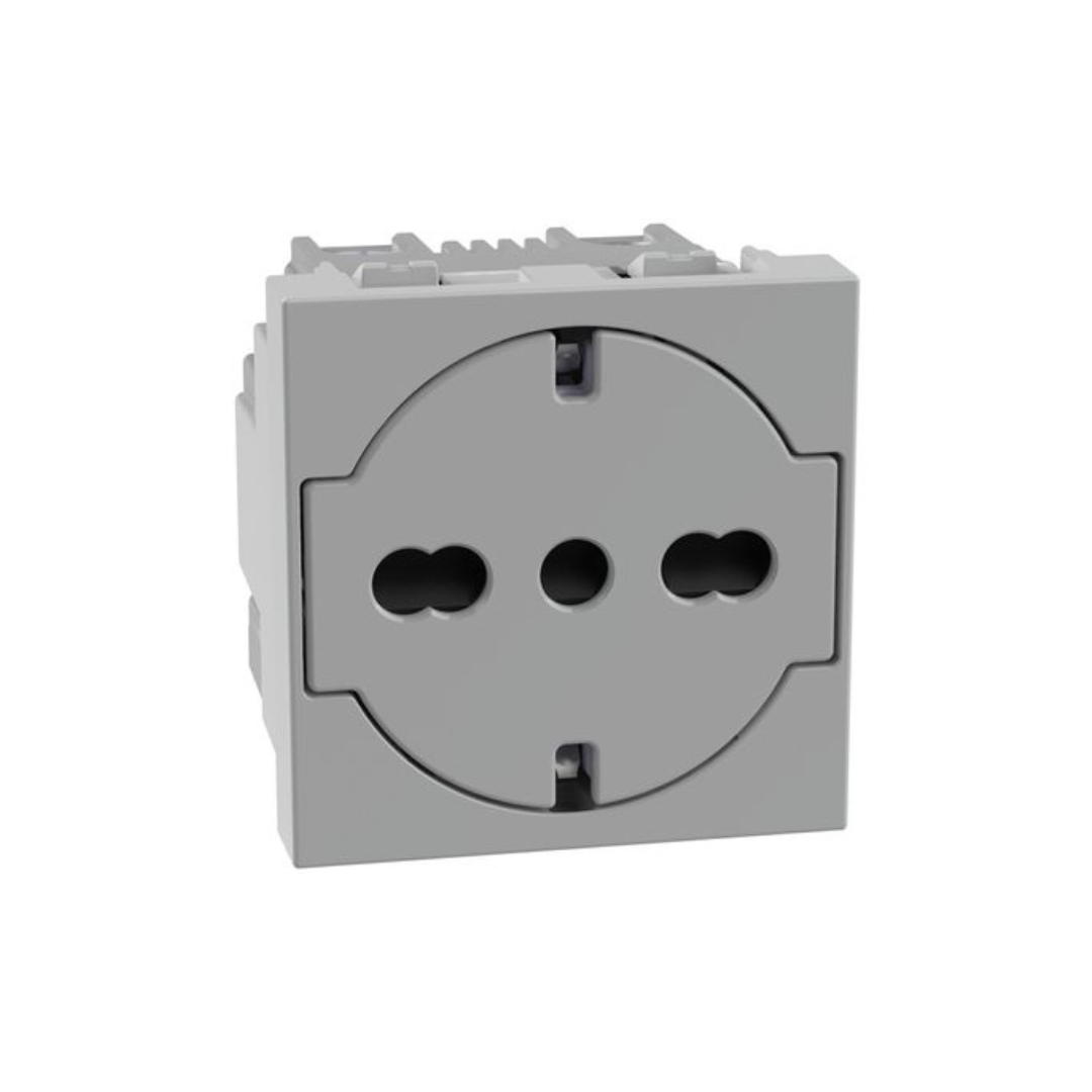 Presa Universale Bticino Matixgo Flat 2P+T 16 A 250 V – Grigio JG4140A16F