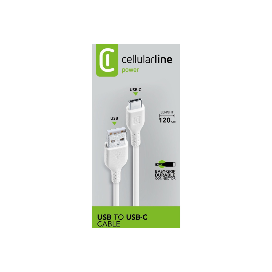 Cavetto Usb-a/ Usb-c 1.2m bianco Cellularline