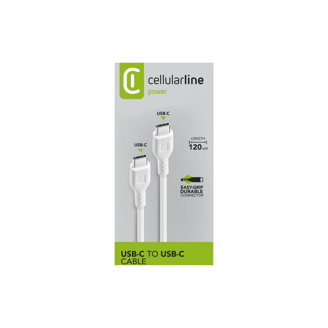 Cavetto Usb-c / Usb-c 1.2mt bianco Cellularline