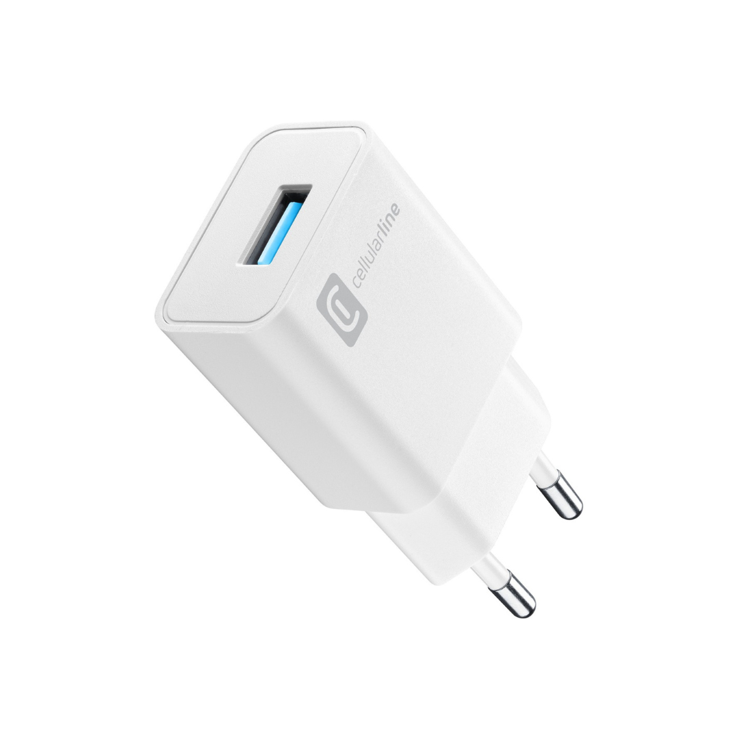Caricabatterie USB 18W Cellularline ACHUSB18WSMLW – Ricarica Rapida Compatibile Xiaomi, OPPO, Motorola