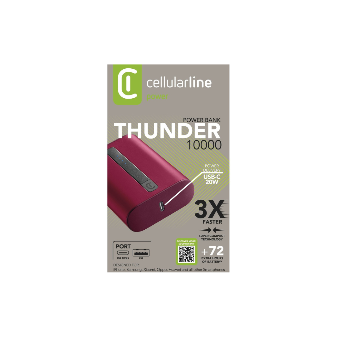 Powerbank Thunder 10000 rosso Cellularline