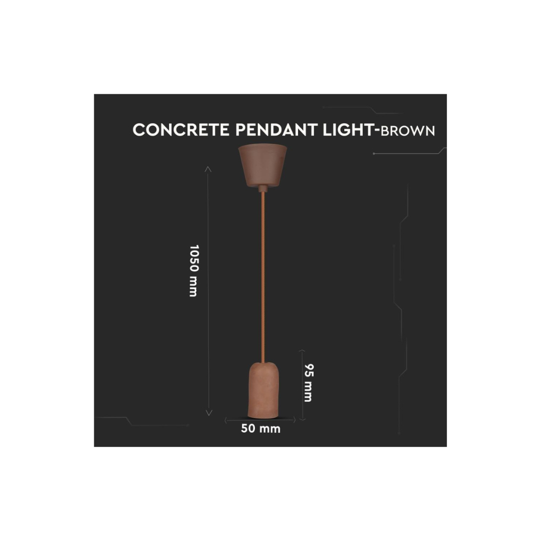 Lampadario LED a Cilindro in Calcestruzzo Marrone 3749 Vtac