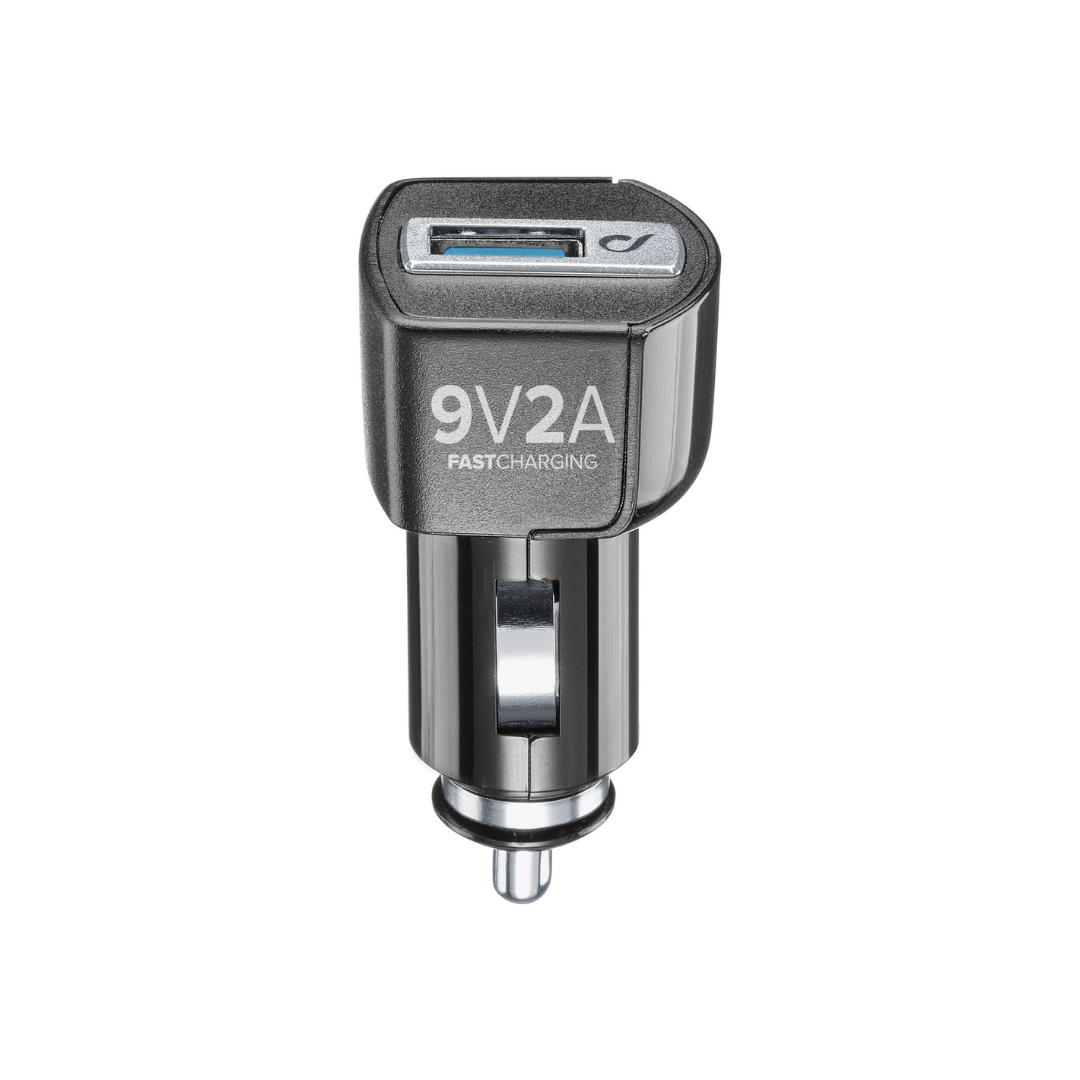 Caricabatteria da auto 18w con porta Usb-c nero Cellularline