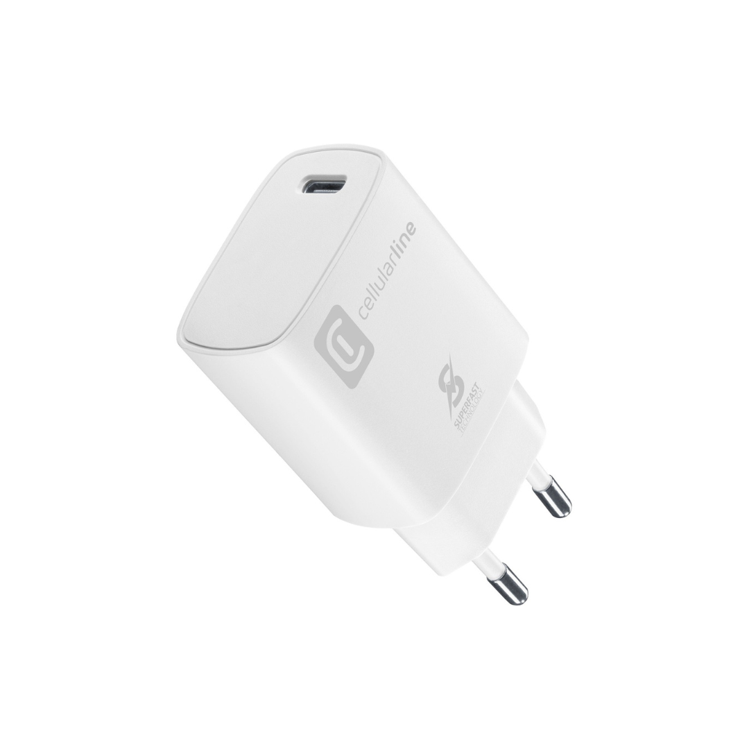 Caricabatterie da Rete USB-C 25W Cellularline ACHSMUSBCPD25WSMLW – Compatibile Samsung, Ricarica Rapida PD