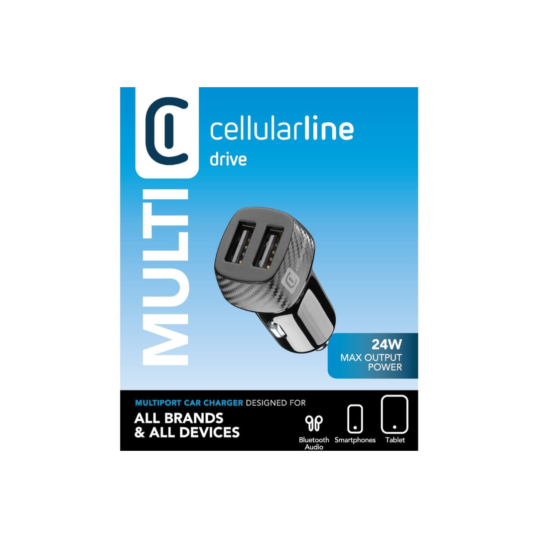 Caricabatterie da auto con doppia porta USB 10W Cellularline