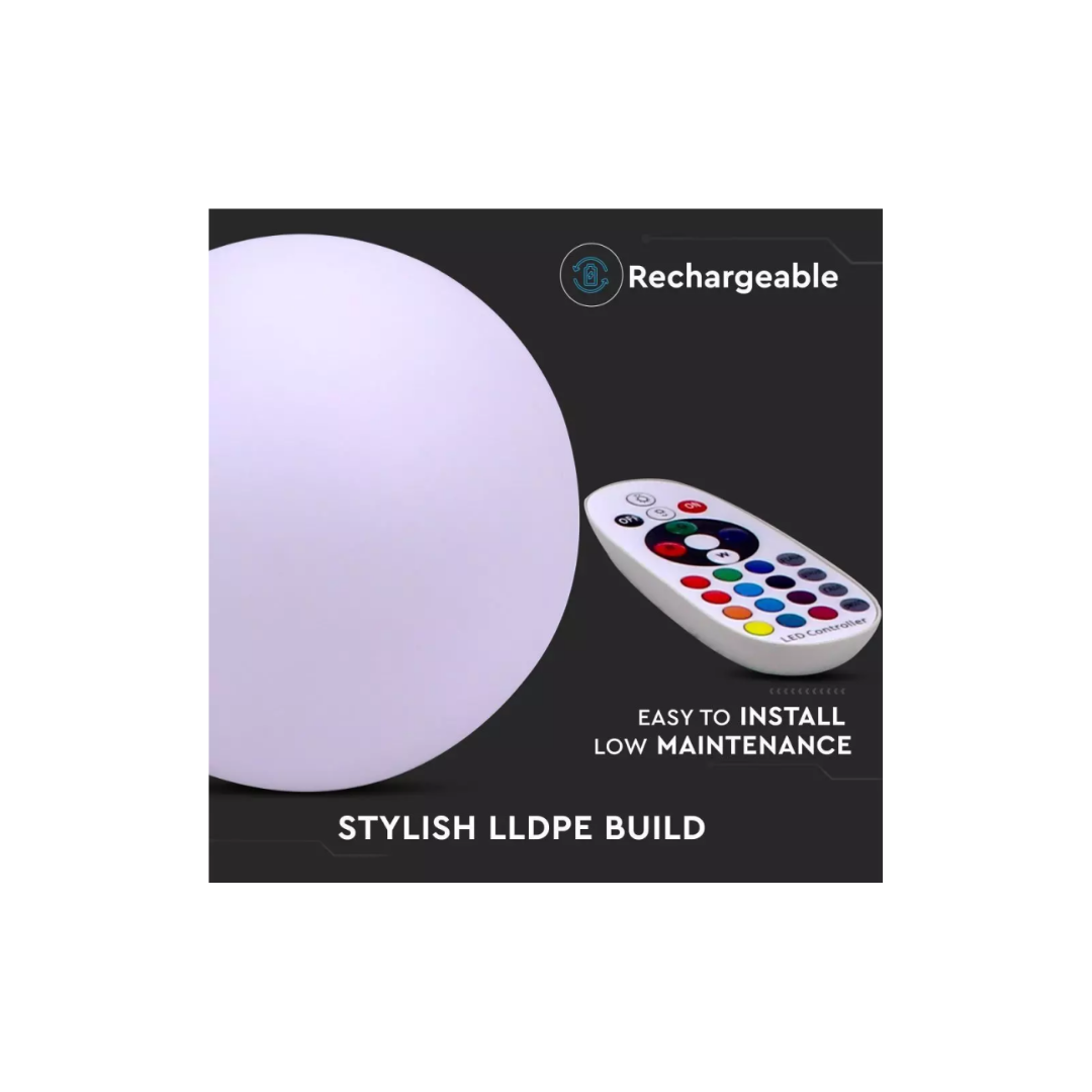 Sfera LED 3W RGB con Telecomando IR 24 Tasti e Alimentatore IP67 Vtac 40201