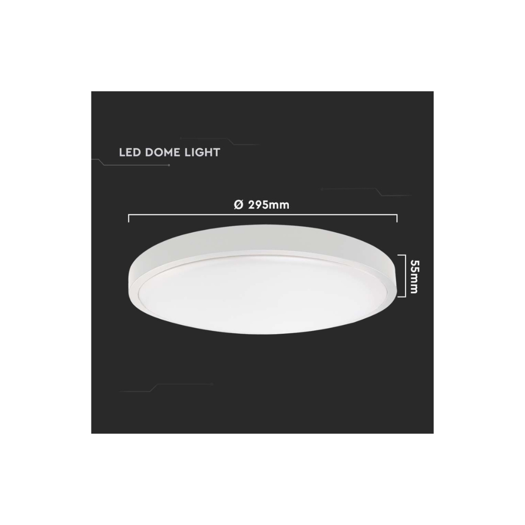 Plafoniera LED Rotonda 24W 6500k Ip44 Bianco Vtac 7620