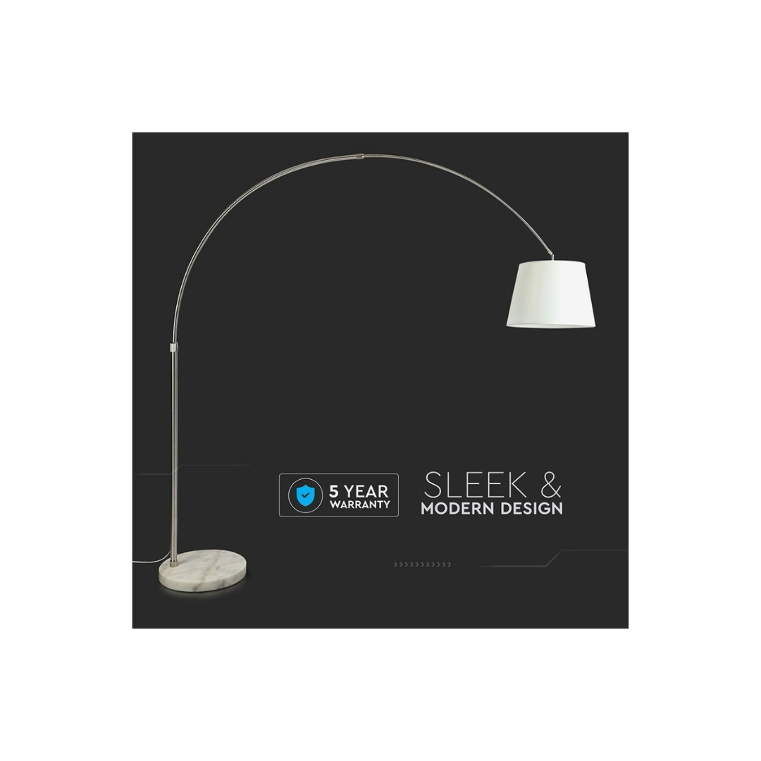 Piantana Ricurva con Portalampada E27 Bianco h: 196cm vTac 8565