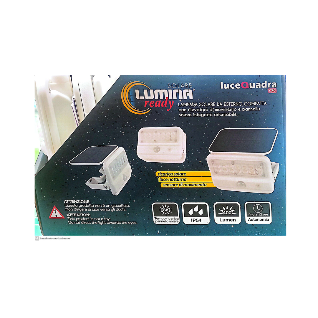 Lampad solare da esterno compatta 400lm bianca/nera