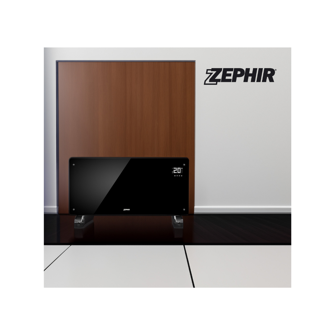 Zephir ZCV8000N-WIFI – Termoconvettore da Pavimento 2 000 W WiFi, Vetro Temperato, Compatibile Alexa/Google