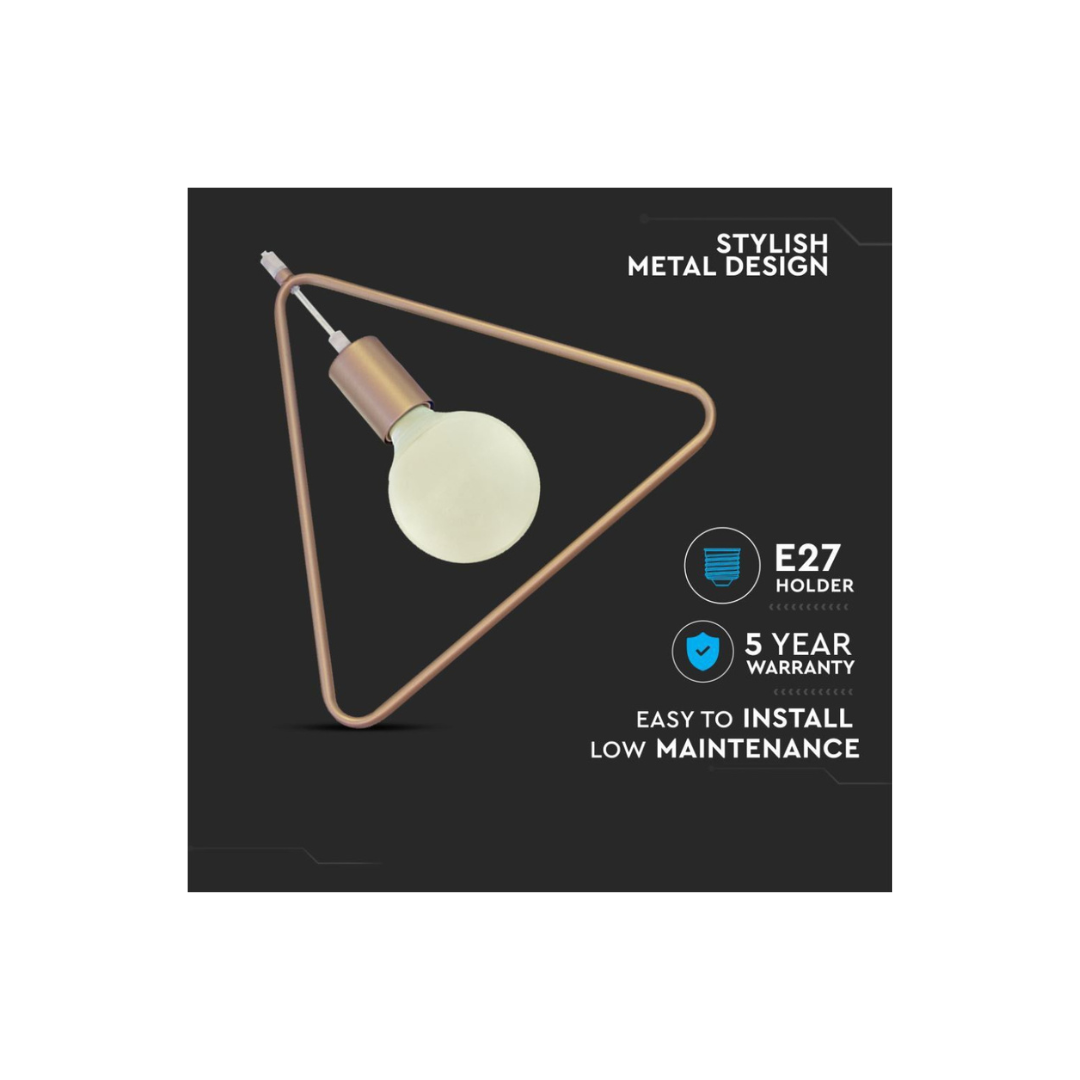 Lampadario a Sospensione V‑TAC Triangolare Metallo Champagne – Mod. 3837 (VT‑7321)