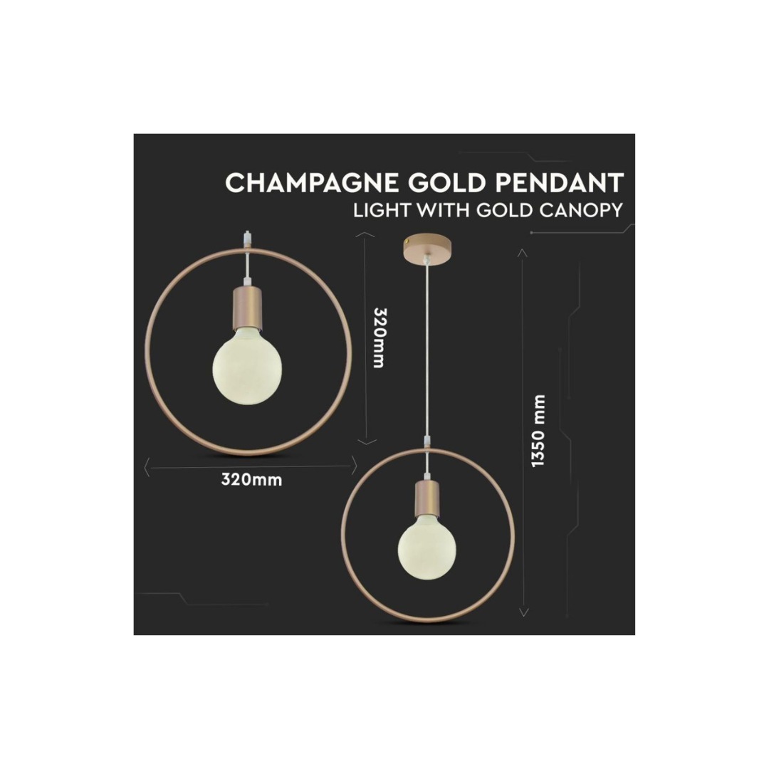 Lampadario LED a Cerchio in Metallo Champagne – V‑TAC 3835