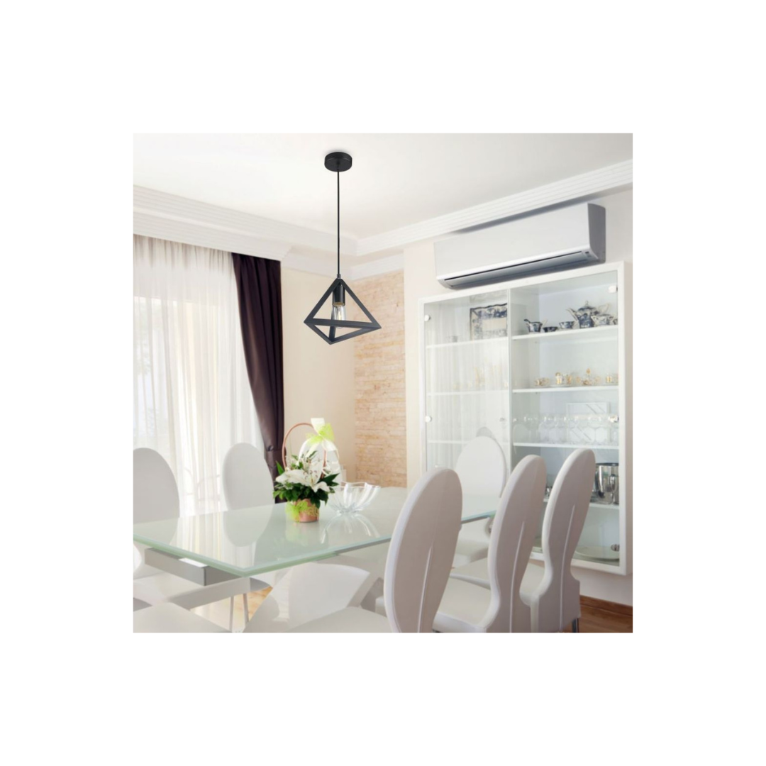 Lampadario LED a Sospensione V‑TAC “Piramide” Nero Opaco – Mod. 3832