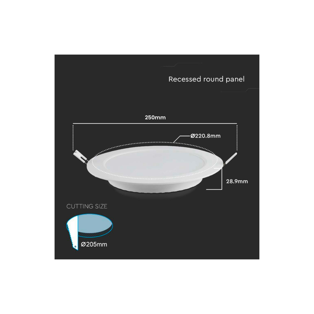 Mini Pannello LED 18W Rotondo da Incasso 200-205 6500K VTAC 7866