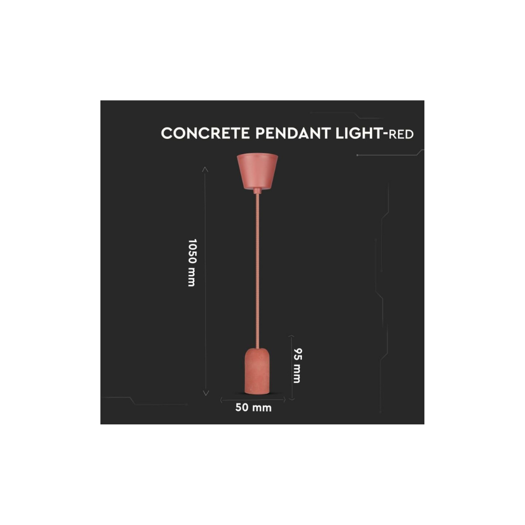 Lampadario LED a Cilindro in Calcestruzzo Rosso – V‑TAC 3743 (E27 max 60 W)