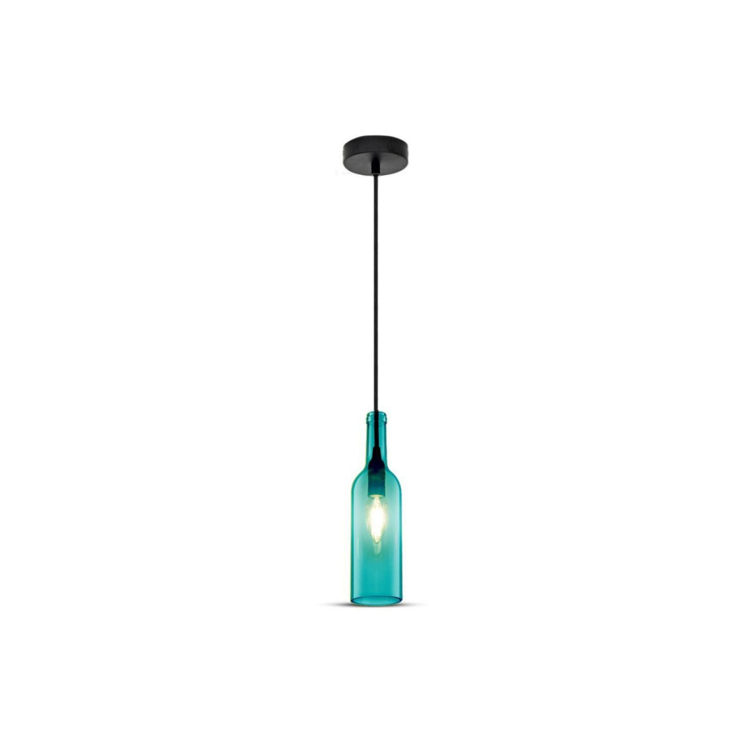 Lampadario LED a Bottiglia in Vetro con Portalampada E14 Blu 3768 vtac