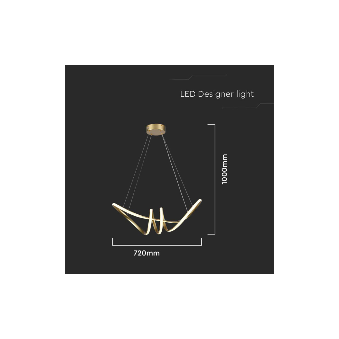 Lampadario LED a Sospensione V-TAC 24 W 3000 K – Finitura Oro (Cod. 8011)