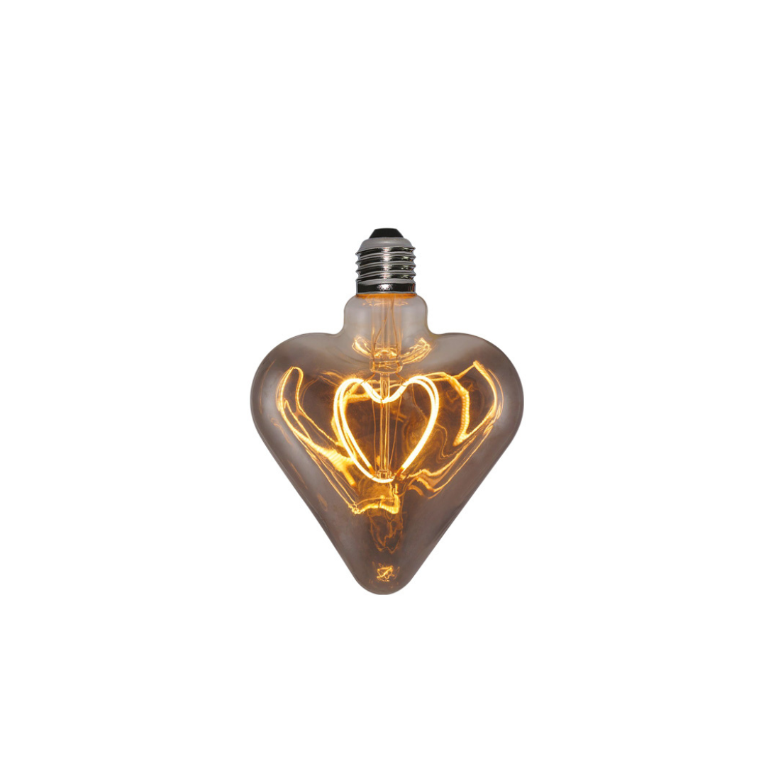 Lampadina LED Vintage Heart Smoky Grey E27 700184.0DA – Design Cuore in Vetro Fumé