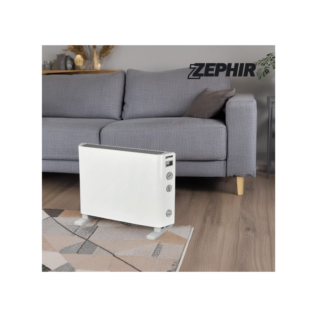 Termoconvettore da pavimento Zephir ZCV2005TT-B – 1250/2000 W, funzione Turbo, Timer 24h