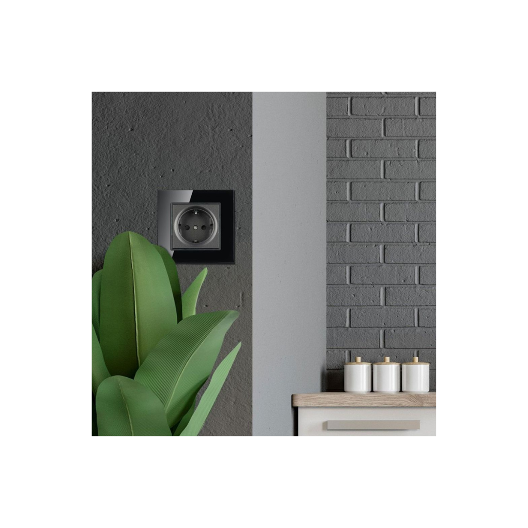 V-TAC Presa ad Incasso Singola Schuko + 10A 2P+T in Vetro Nero – Elegante e Resistente