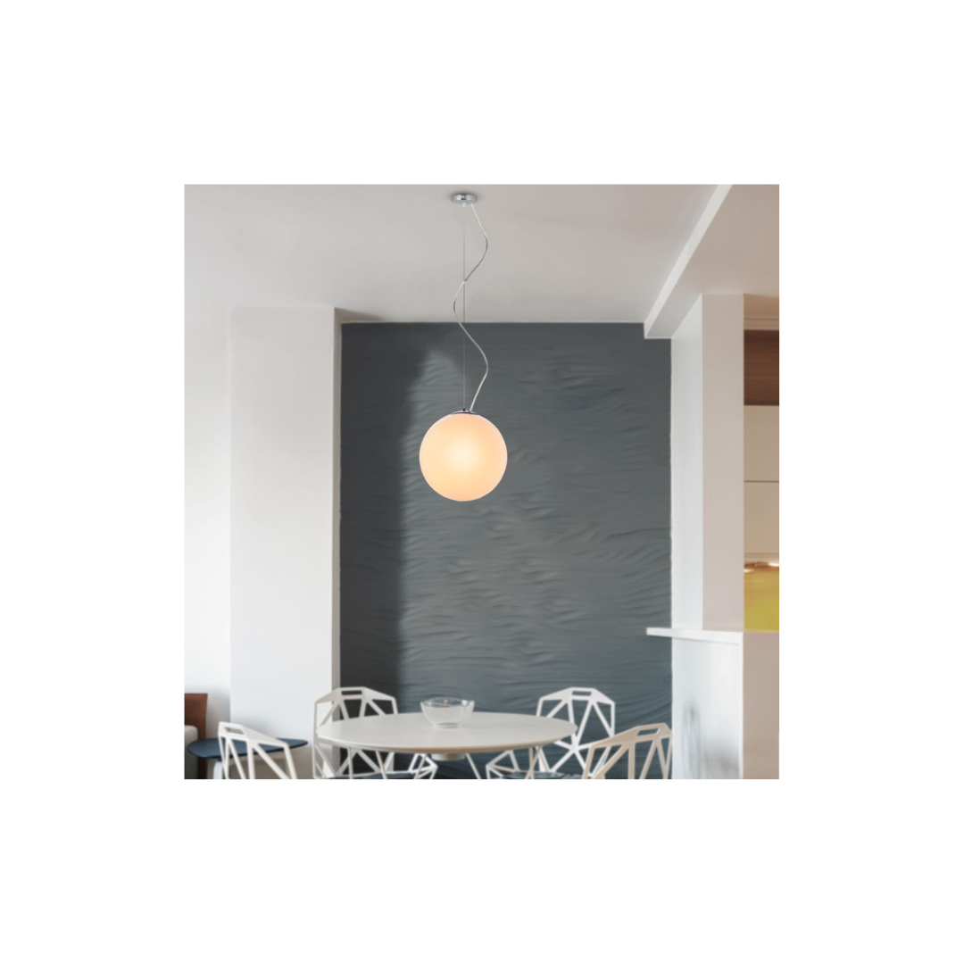 V-TAC Lampadario a Sfera Metallo e Vetro Bianco con Attacco E27 Max 60W Ø25x130cm Cromato