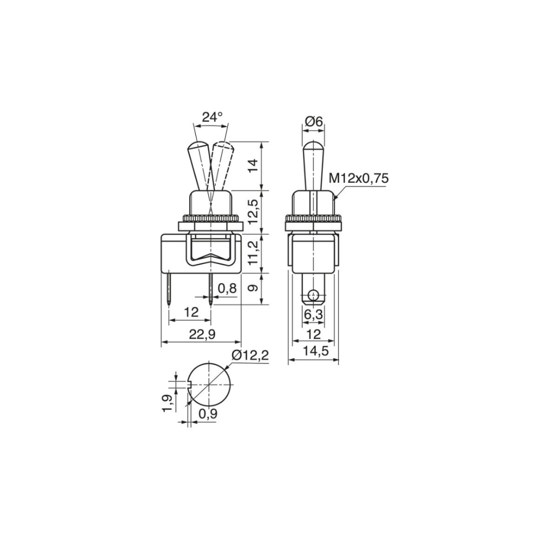 Interruttore Unipolare a Leva Elcart 04/06622-00 – ON/OFF da Pannello