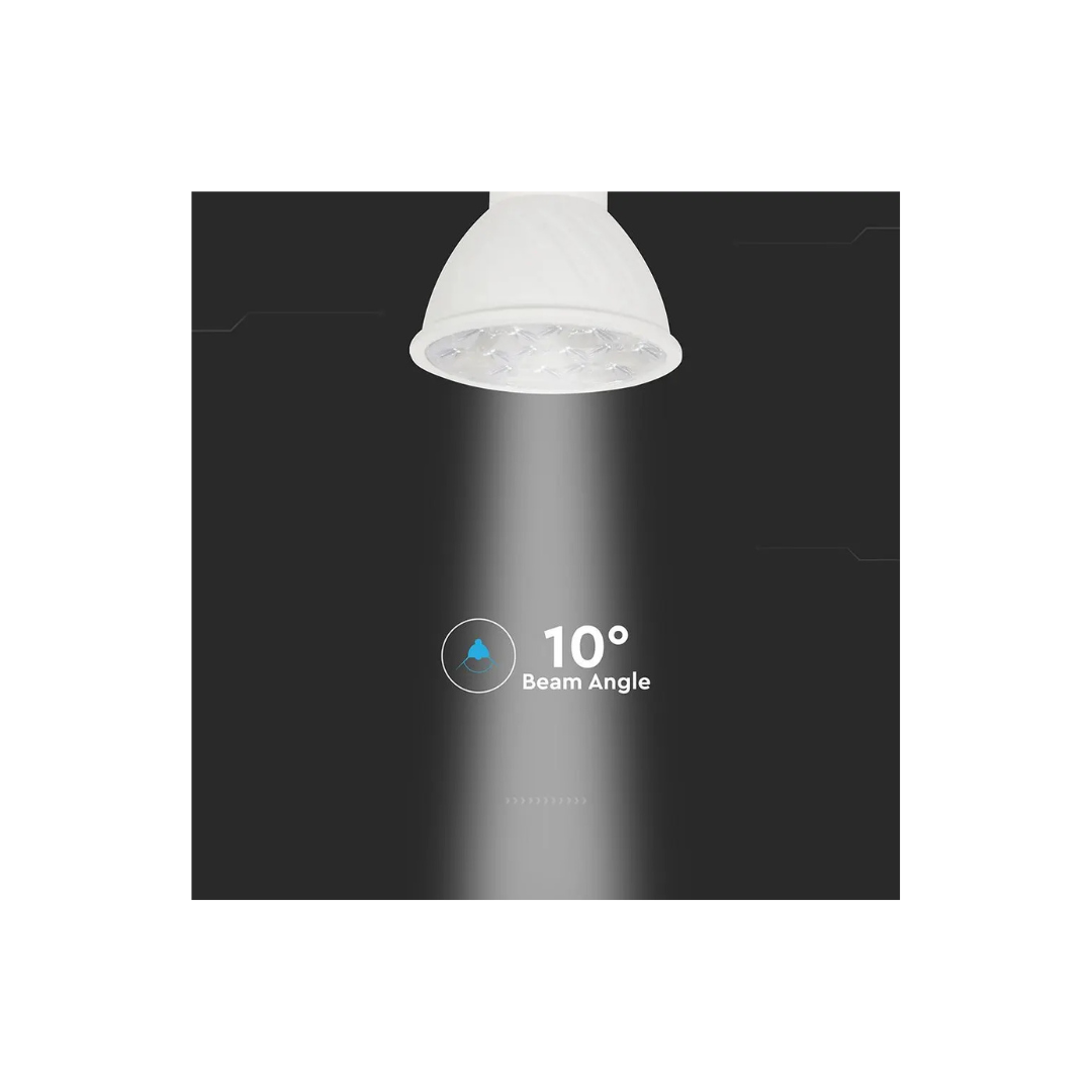 Faretto LED GU10 V-TAC VT-249 6W 3000K 10° Luce Calda Copertura Trasparente