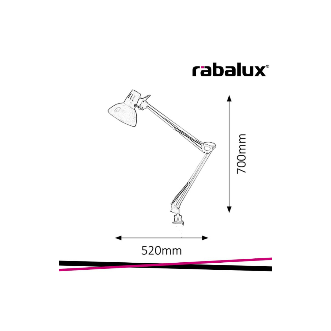 Lampada da Scrivania ARNO con Morsetto Argento H 70 cm E27 Max 60W – Rabalux 4216