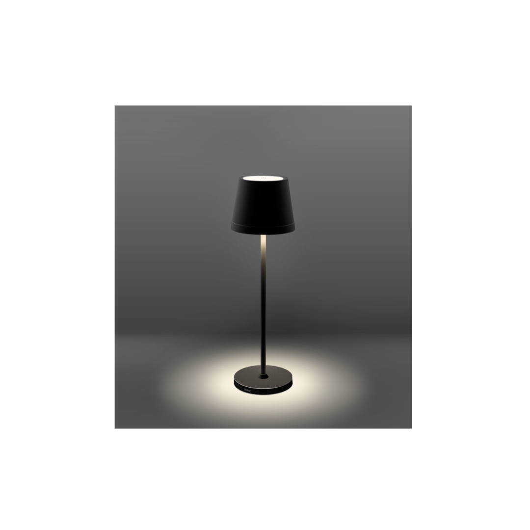 Lampada da Tavolo LED Century Lume Plus Nera 2.2W 2700K Dimm. IP54 | Ricaricabile