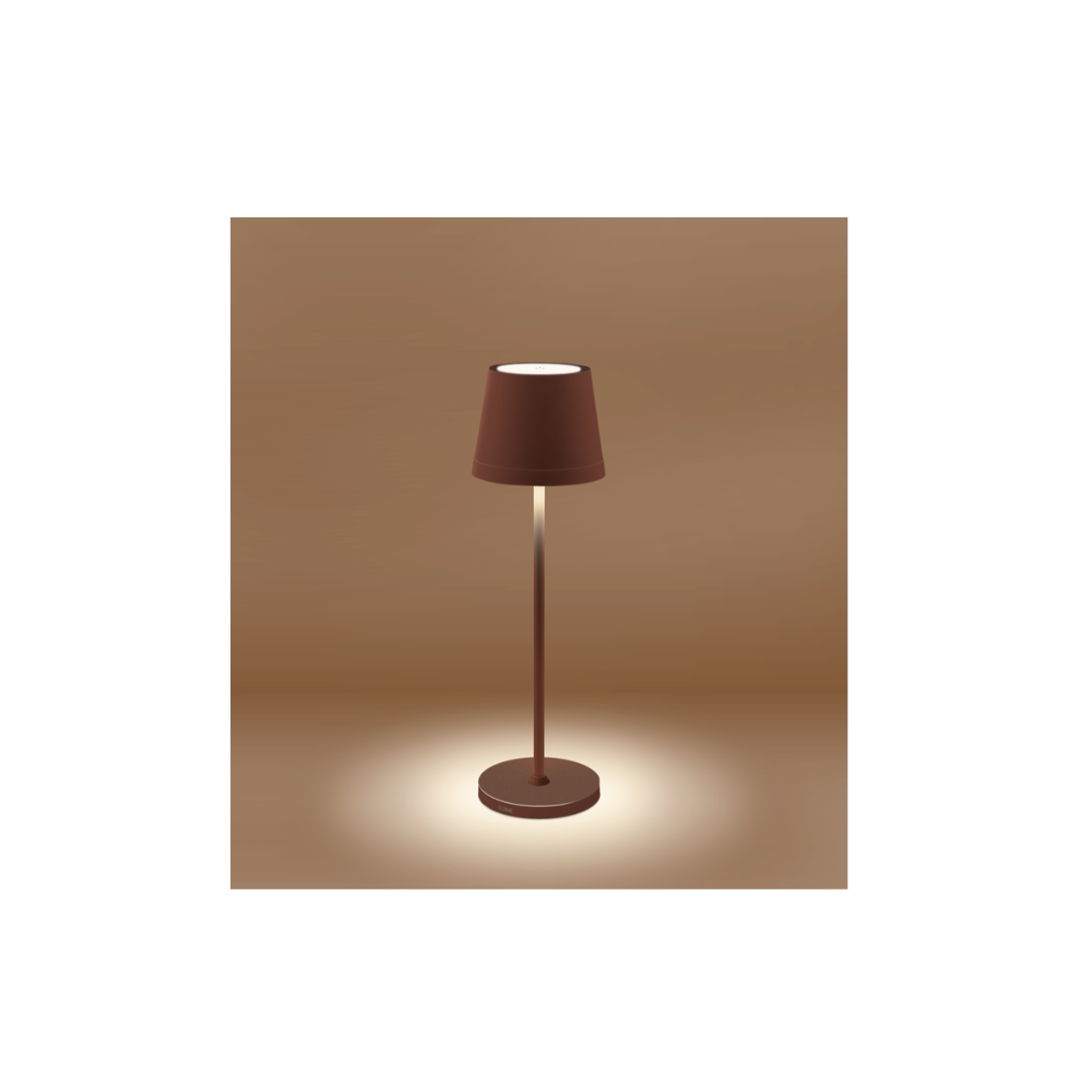 LAMP. DA TAVOLO LED LUME PLUS RICAR. CORTEN - 2,2W - 2700K - 190Lm - Dimm. - IP54 - Color Box