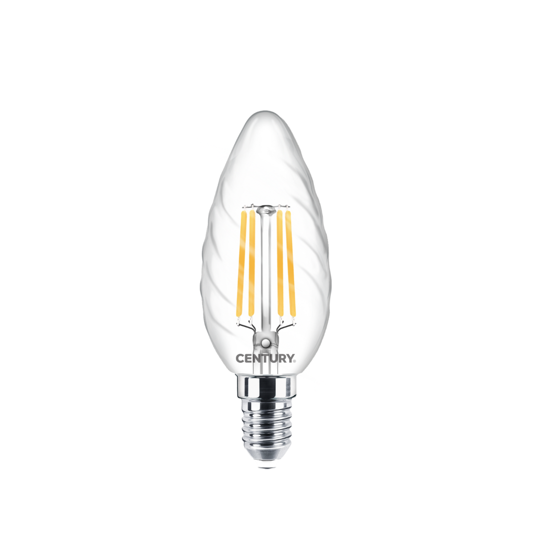 Lampadina LED Filamento Tortiglione Century 4W E14 2700K – INTOR-041427, Luce Calda