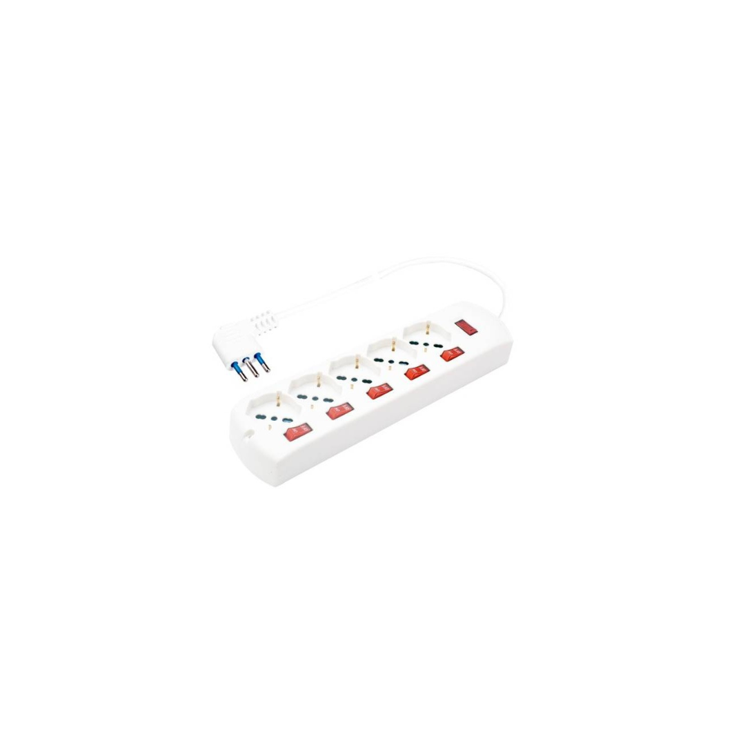 Multipresa ECOVA spina 10A 5 prese universali 10/16A con interruttore cavo 1.5mt 30554