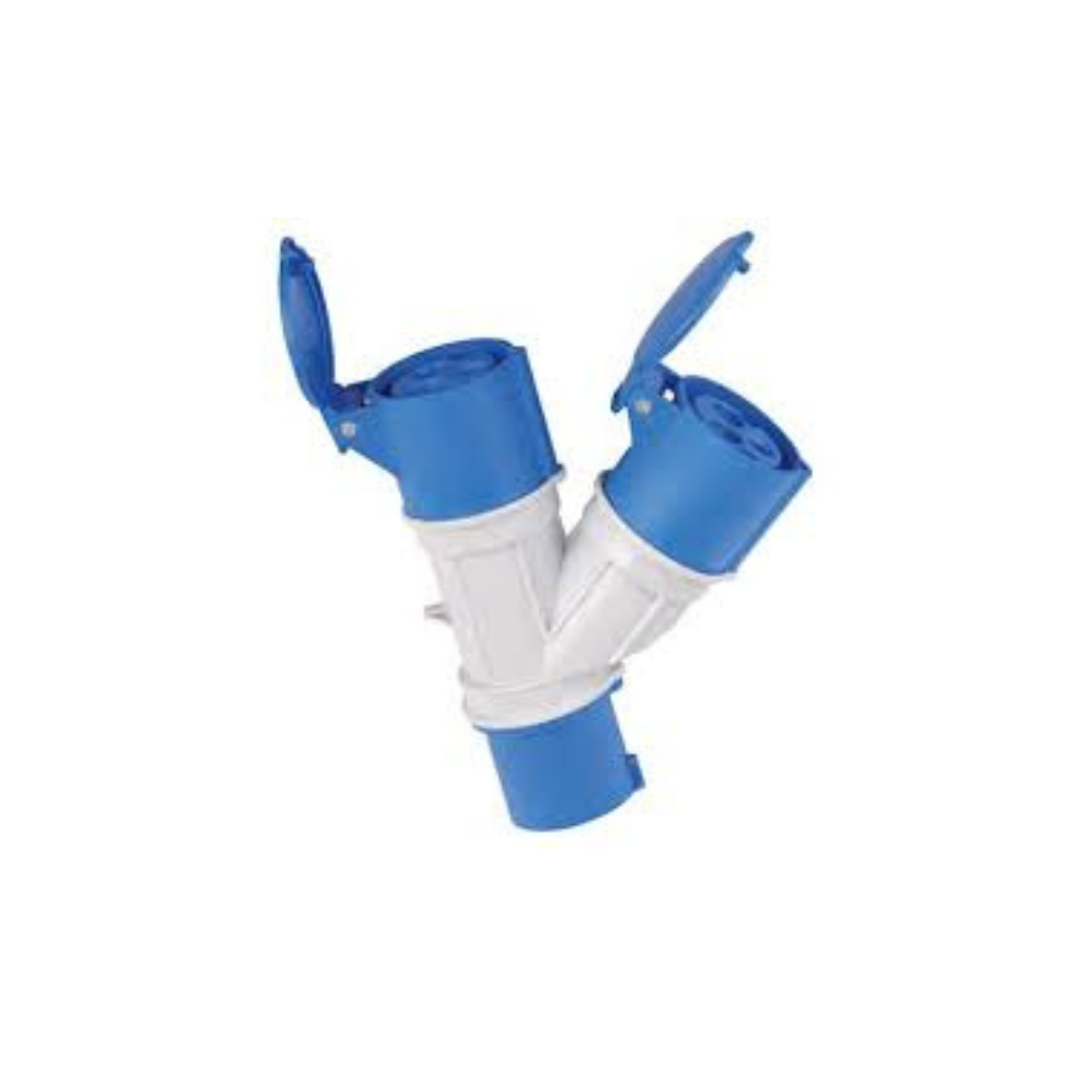 Moltiplicatore industriale ECOVA 1spina +2prese 16A blu 2p+t 20561