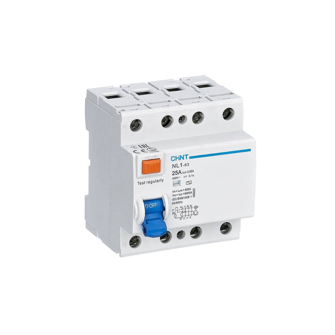 Interruttore differenziale puro CHINT 4P 63A 30MA 4 moduli AC 200225