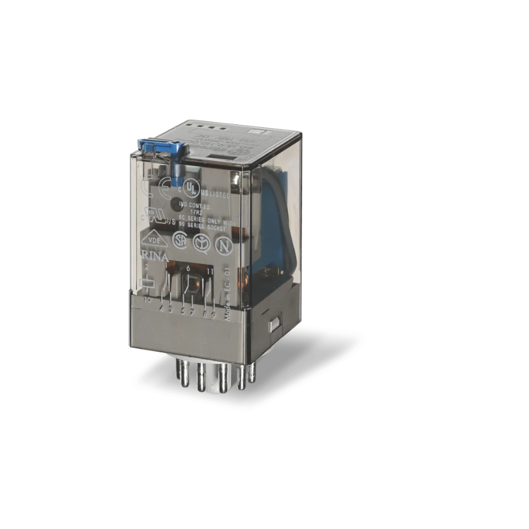 Relè Finder 60.12 24V DC 10 A DPDT – Relè industriale serie 60 | Cod. 601290240040