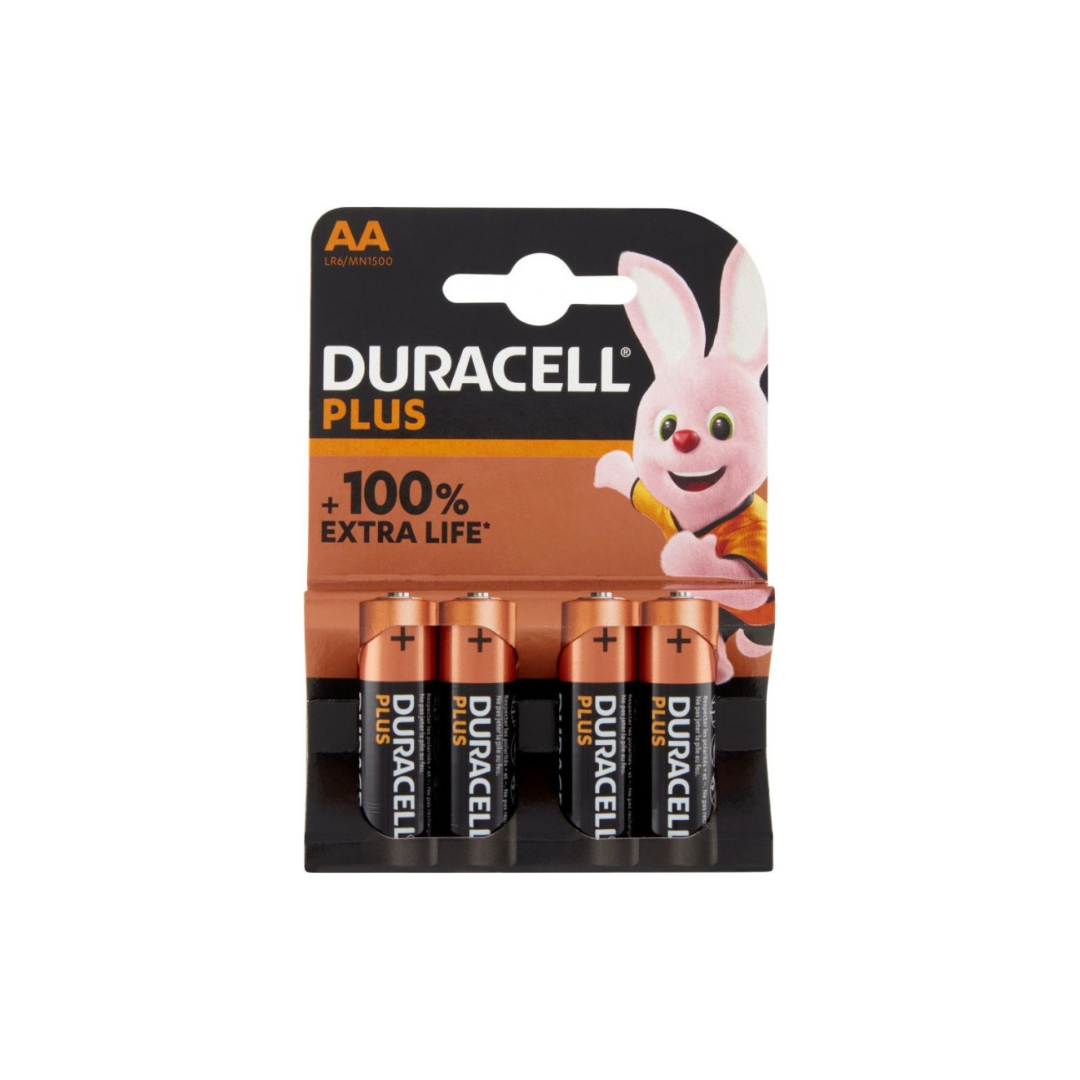 Batterie stilo AA Duracell Plus 4 pz +100% Extra Life