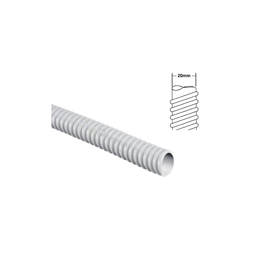 Guaina Spiralata Flessibile in PVC Grigia 20mm MT