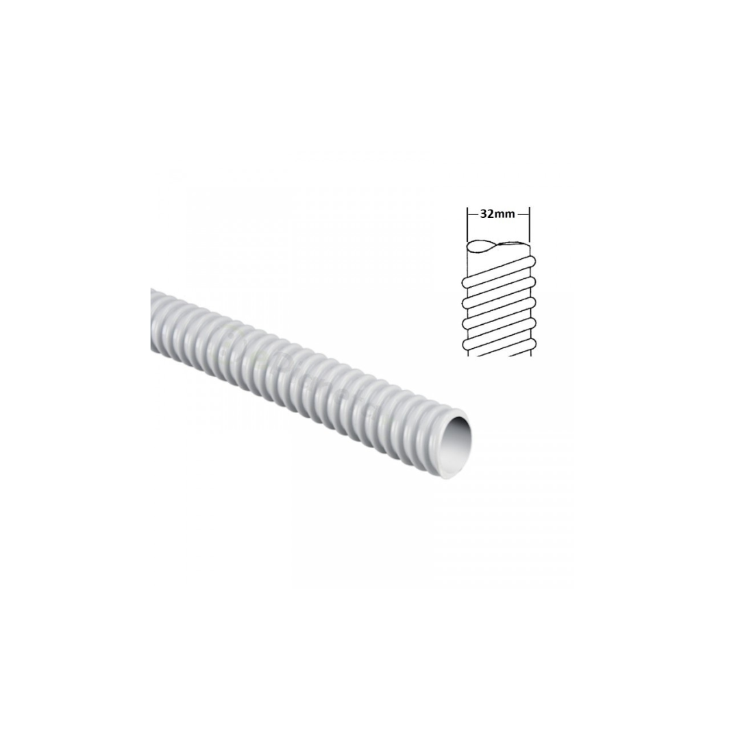 Guaina Spiralata Flessibile in PVC Grigia 32mm MT