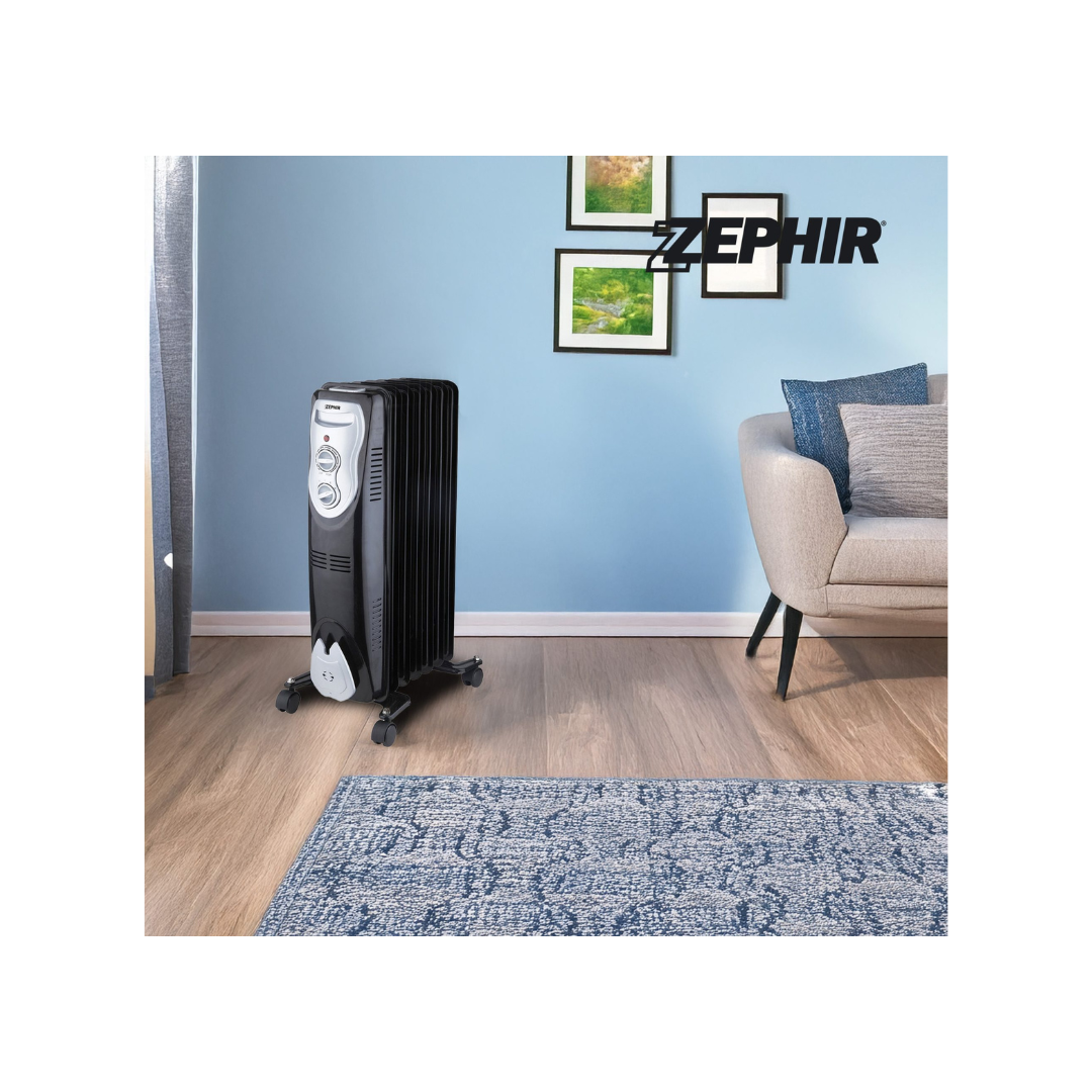 Zephir ZRA1517 – Radiatore ad Olio 7 Elementi 1500 W con Termostato Regolabile e Sistema Antiribaltamen