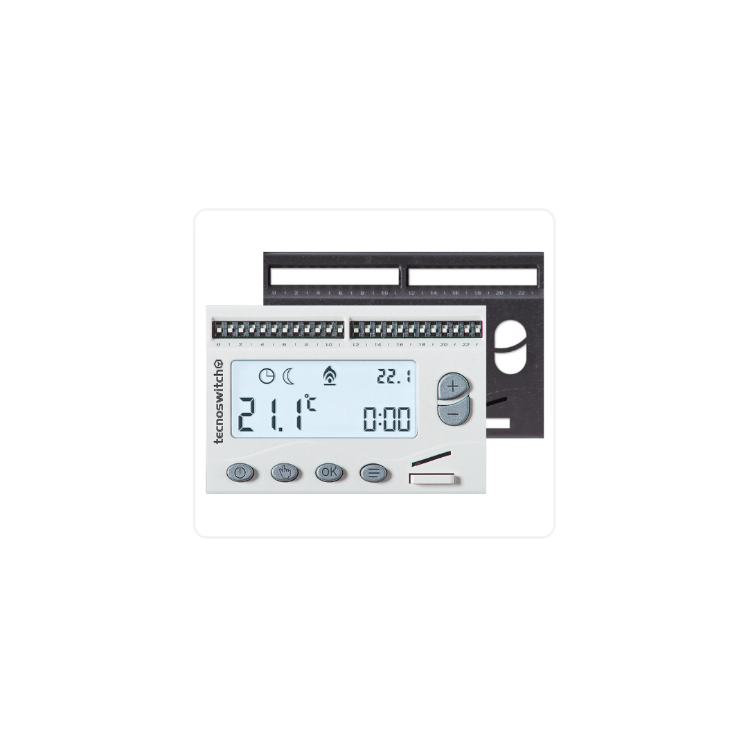 Cronotermostato da Incasso TECNOSWITCH a Batteria – Bianco e Antracite – CR315BG