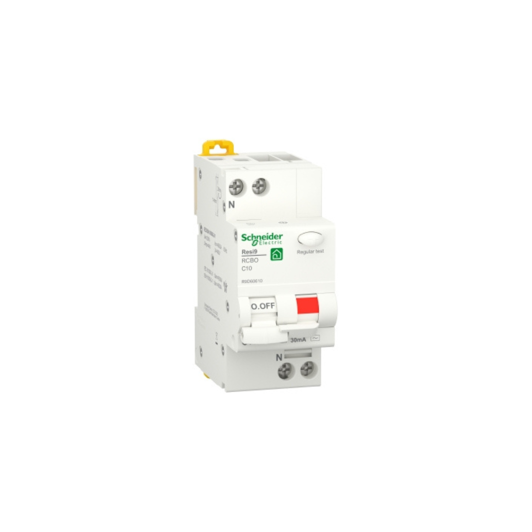 Interruttore Magnetotermico Differenziale Schneider Electric R9D60610 Resi9 1P+N 10A Curva C 30mA Tipo AC 4500A