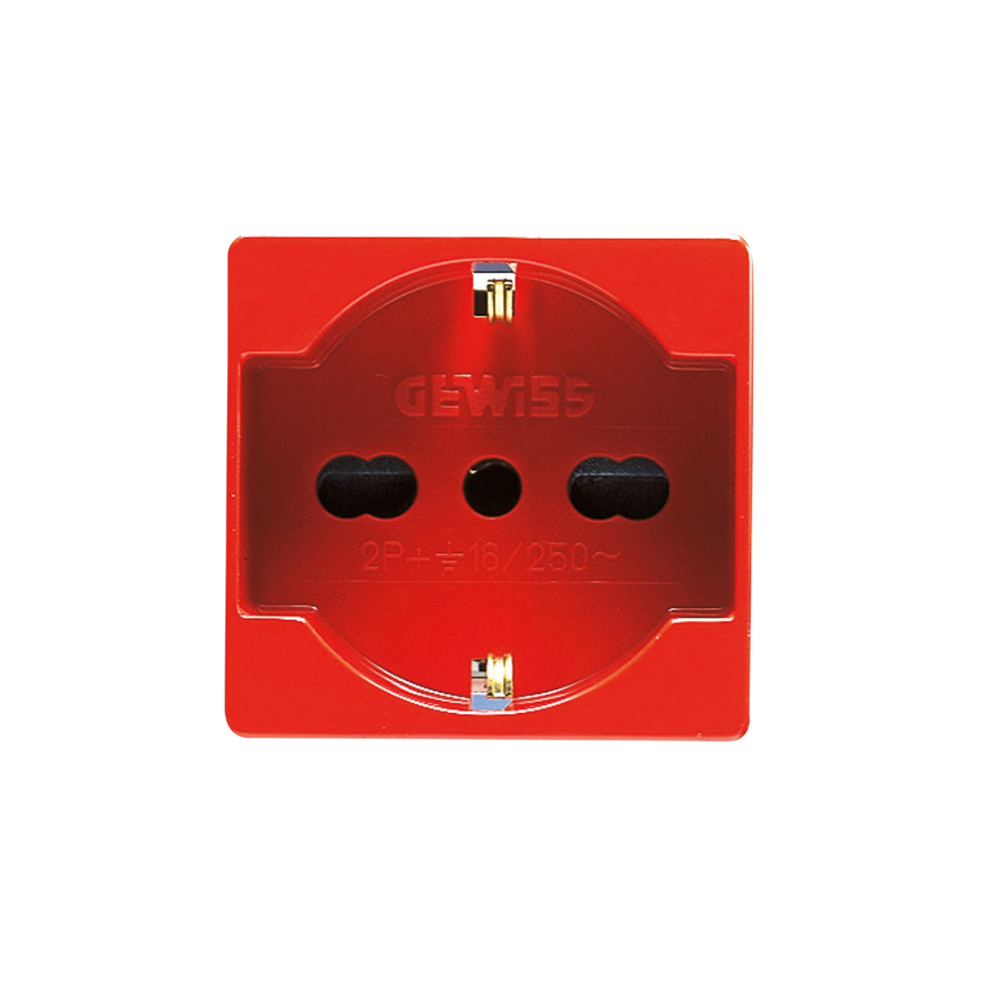 Presa Bivalente Schuko Gewiss System Rossa 2P+T 16A | GW20296