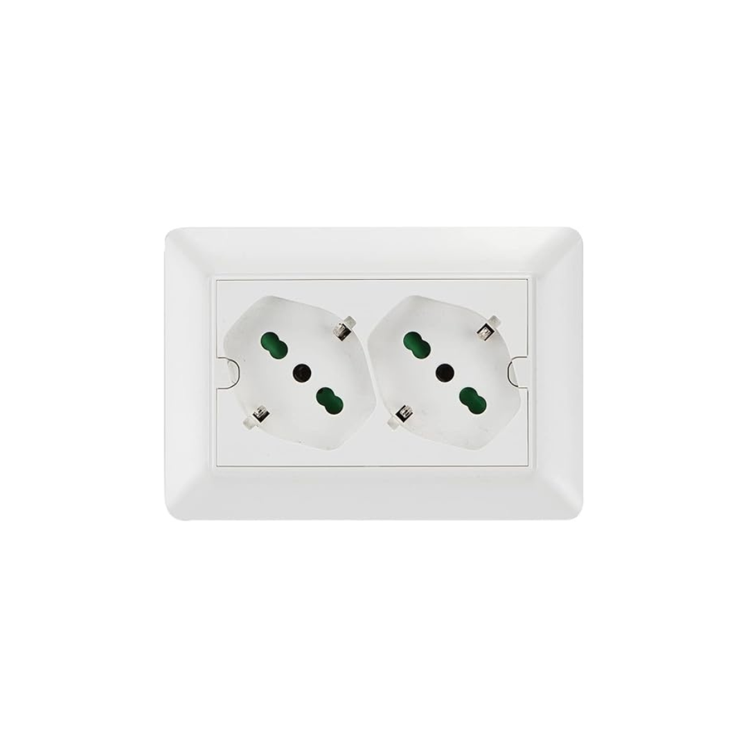 Doppia Presa Universale Fanton 42100 – Modello 503, 16A, Ideale per Casa, Ufficio e Scrivanie