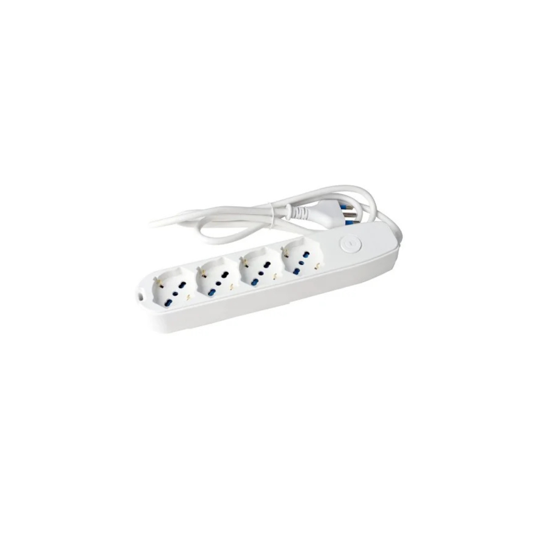 Multipresa Bianca 4 Posti con Interruttore e Cavo 1,5 m – 4 Prese Universali Ecova 30079X
