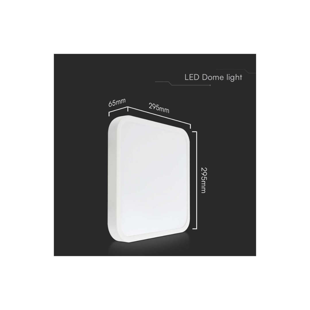 Plafoniera LED quadrata 24W cornice bianca 4000K IP44 V-TAC – SKU 76281