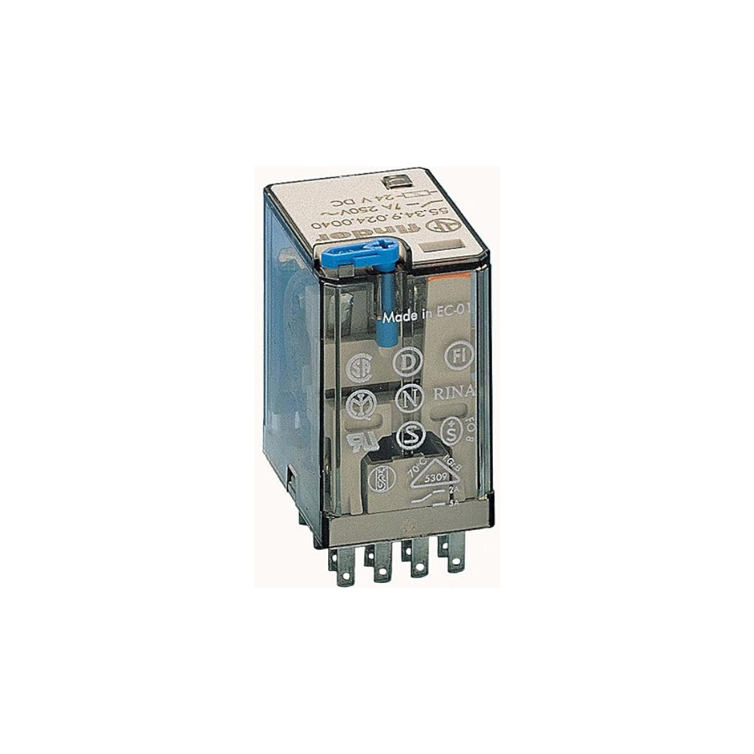 Finder 55.34.9.012.0040 Relè a Spina 4RT 7A 12V DC con Test Manuale e Indicatore