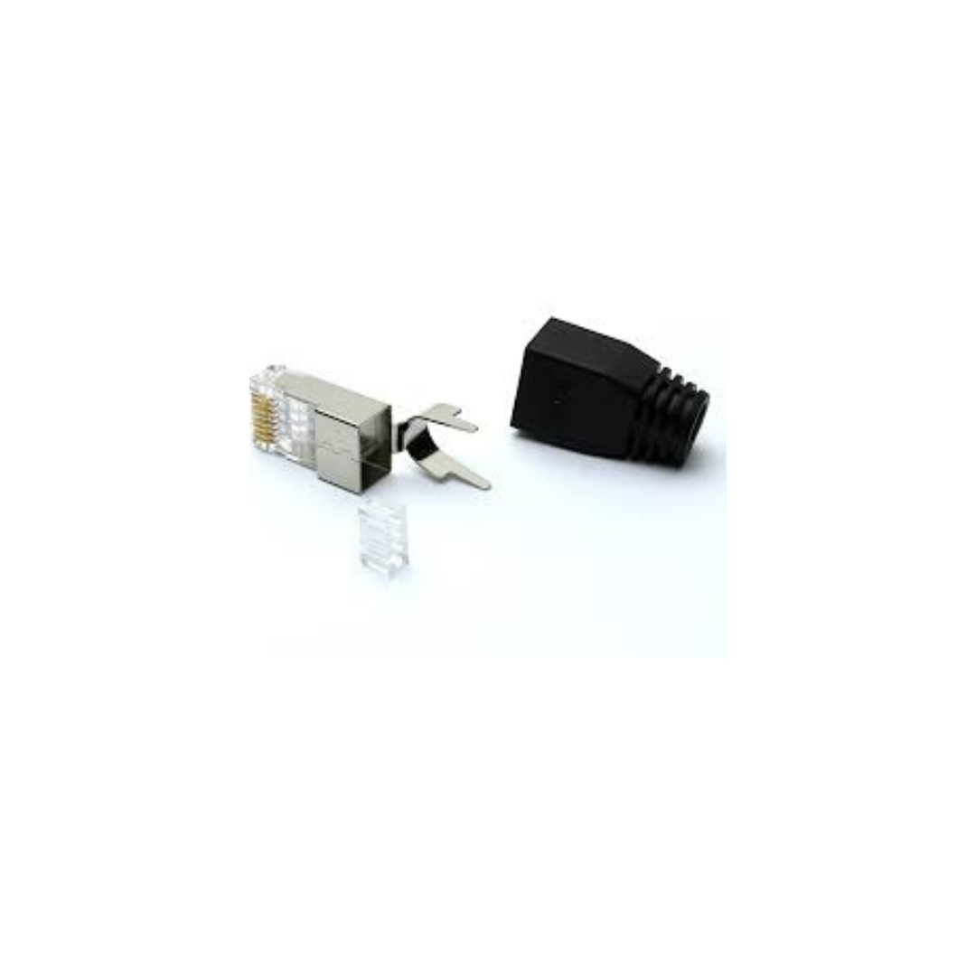 EXCEL EXL100-118-100 Plug RJ45 CAT6A/7 STP con Boot Nero | Connettore Crimpato Professionale